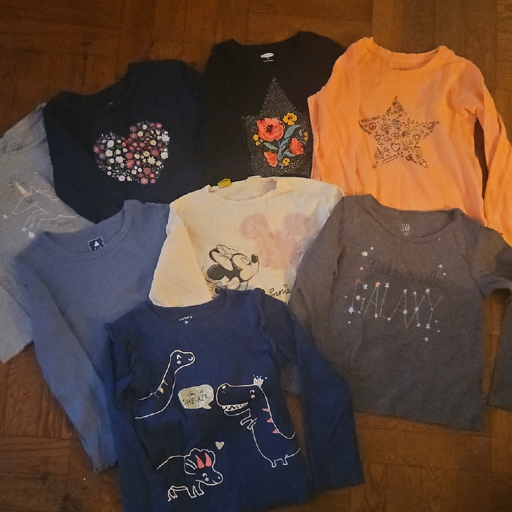 Kids' Graphic Long Sleeve Shirts - Assorted Colors Sz5 8pack